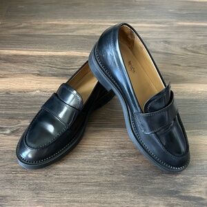 & Other Stories Black Leather Penny Loafers Size 7/38